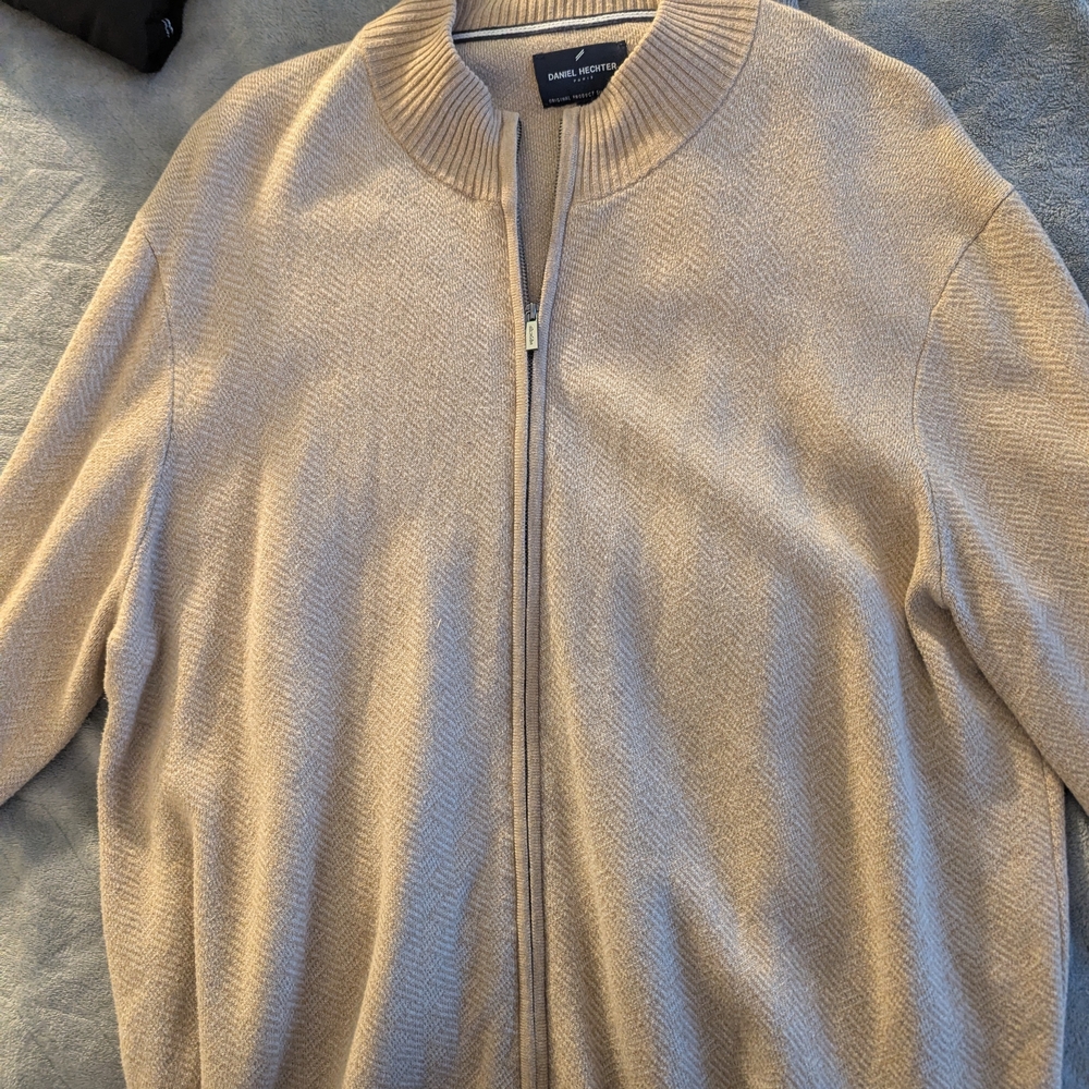 Daniel Hechter Men's Beige Zip-Up Sweater
